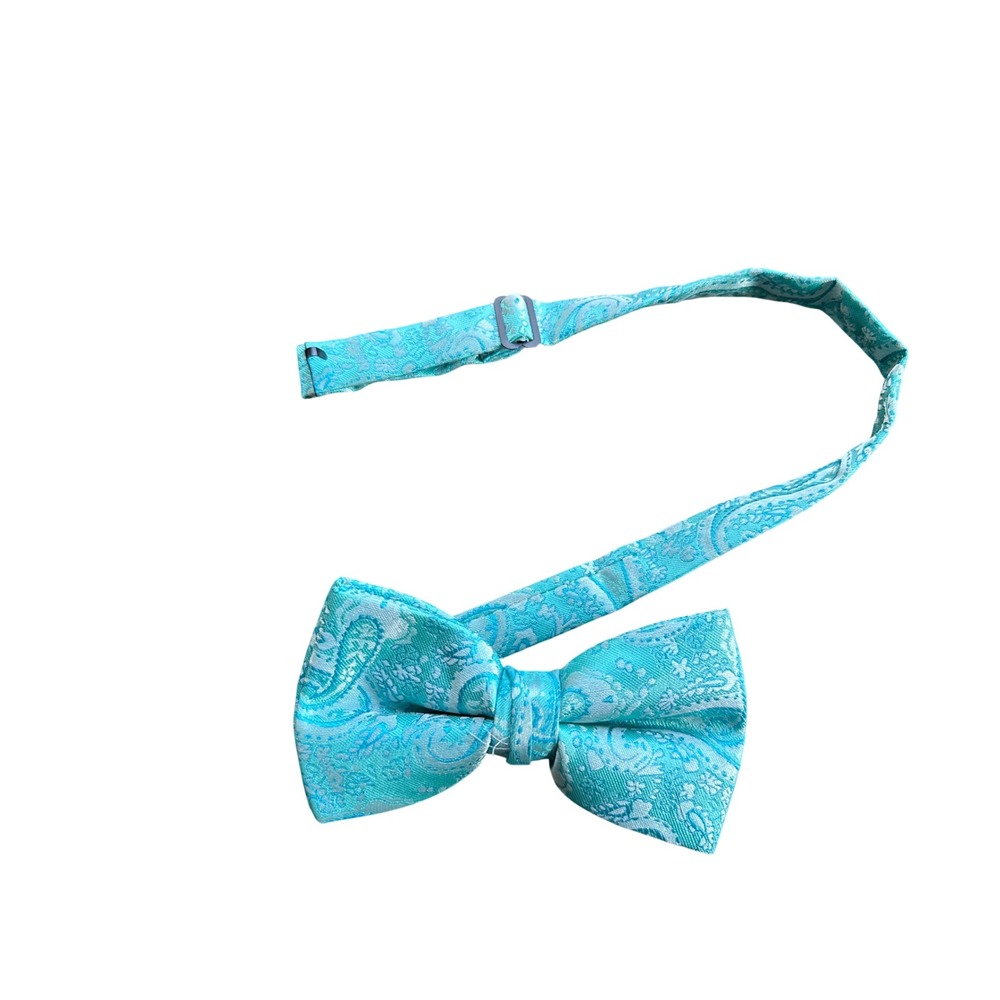 Turquoise Paisley Floral Bow Tie Adjustable Pre-Tied Formal Neckwear RN 104100
